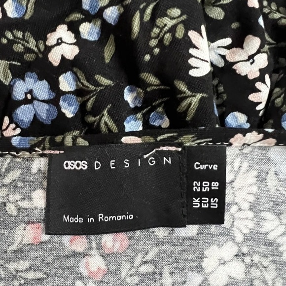 ASOS CURVE Color Block Floral Long Sleeve Midi Dress US 18 NEW - Picture 11 of 12